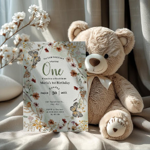 Invitación Boho Rustic Wildflower Floral Bebé cumpleaños