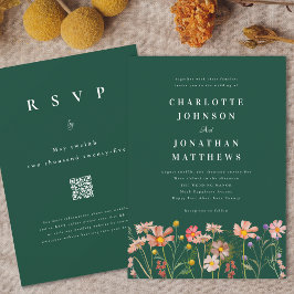 Invitación Boho Rustic Wildflower Green Boda