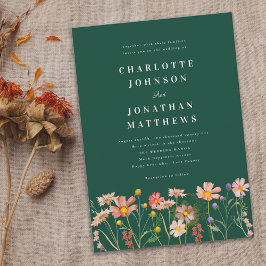 Invitación Boho Rustic Wildflower Green Boda