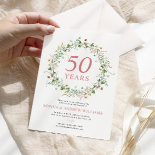Invitación Boho Rustic Wildflowers 5 aniversario 50 Boda