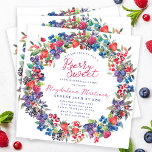 Invitación Boho Rústico Berry Sweet Summer 18th Birthday<br><div class="desc">Justo a tiempo para el verano de 2024, nuestra nueva colección Summer Berry Bliss. Americana roja, blanca y azul se encuentra con la rústica Moda Boho. Fresas, frambuesas y arándanos sobre un fondo blanco crean un ambiente patriótico en este marco botánico de berry. Berry Sweet está escrito en un libreto...</div>