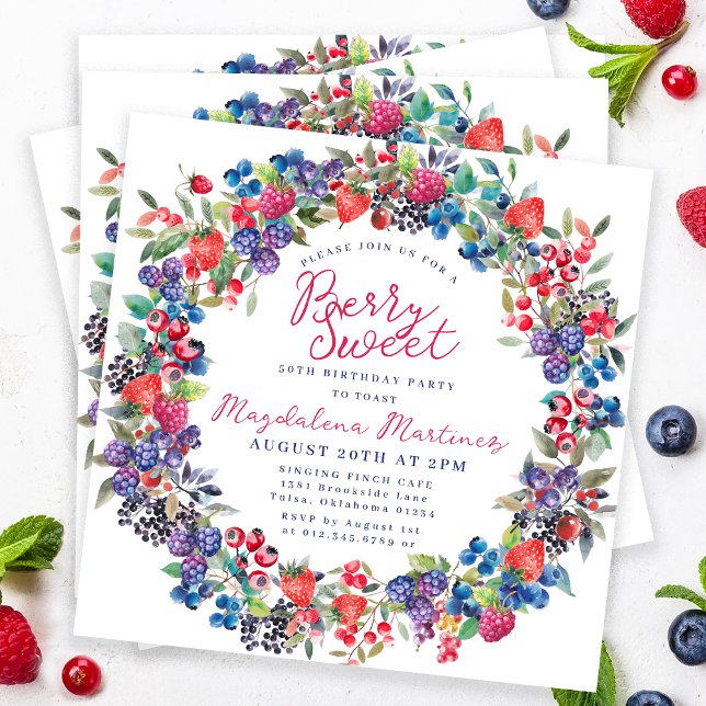 Invitación Boho Rústico Berry Sweet Summer 50 cumpleaños (Subido por el creador)