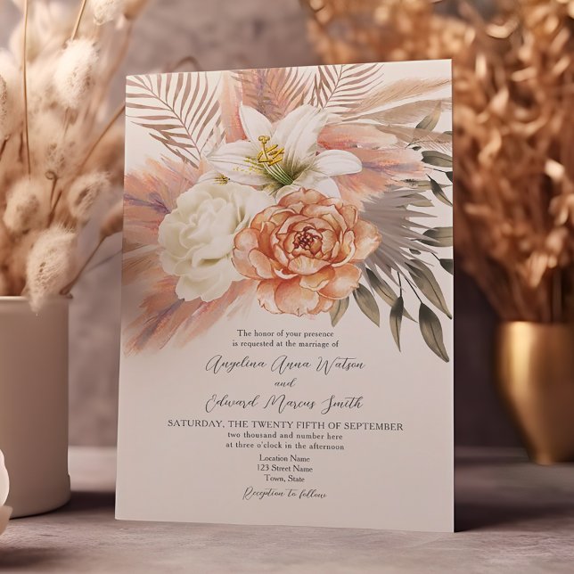 Invitación Boho Rústico Boda de Caída Floral (Subido por el creador)