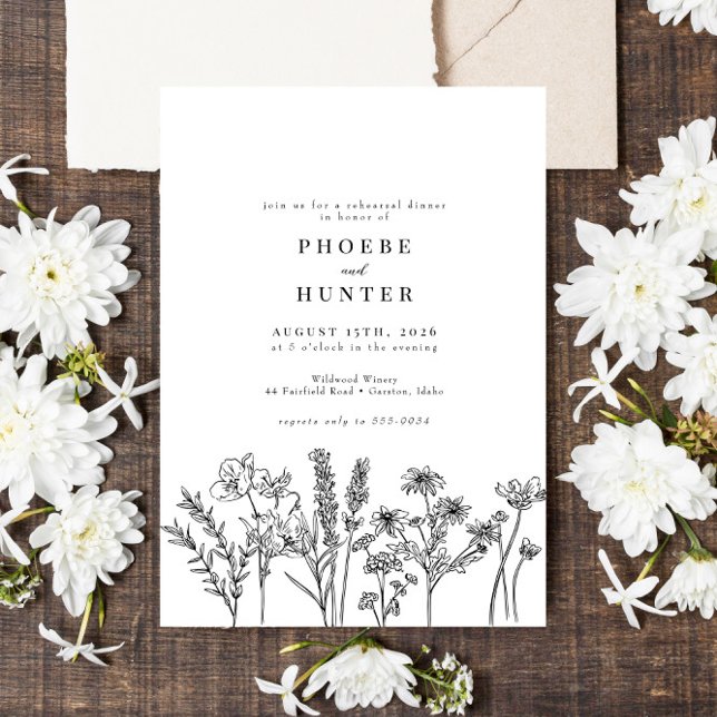Invitación Boho Rústico Boda de Flor Silvestre Ensayo Cena (Subido por el creador)