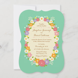 Invitación Boho Rústico Boda De Vocación Floral (Mint)