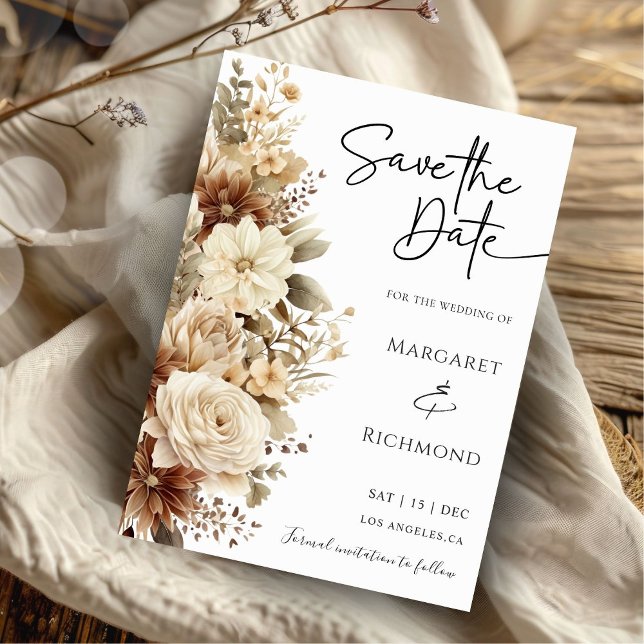 Invitación Boho Rústico Boho Neutral Floral Wedding Salva La  (Subido por el creador)