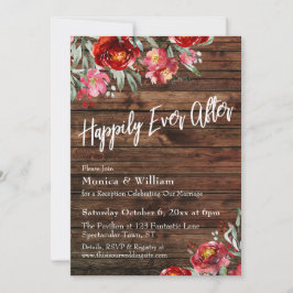 Invitación Boho Rústico Burgundy Rojo Floral Felices para Sie