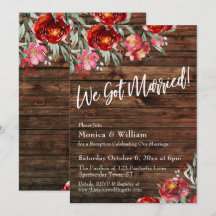 Boho Rústico Burgundy Rojo Floral Nos Casamos