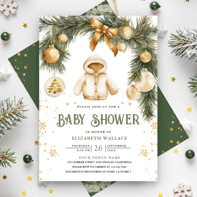 Invitación Boho Rústico Chaqueta Navidades de invierno Baby S (Subido por el creador)