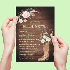 Invitación Boho rústico Cowgirl Floral Boots Bridal Shower ll