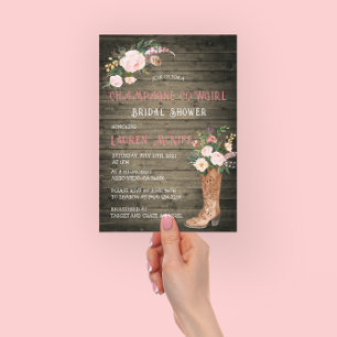 Invitación Boho Rústico Cowgirl Floral Boots Británica Ducha