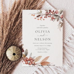 Invitación Boho rústico de la boda de otoño