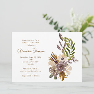 Invitación Boho Rústico Dusty Nature Botanical Bridal Brunch