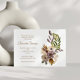 Invitación Boho Rústico Dusty Nature Botanical Bridal Shower