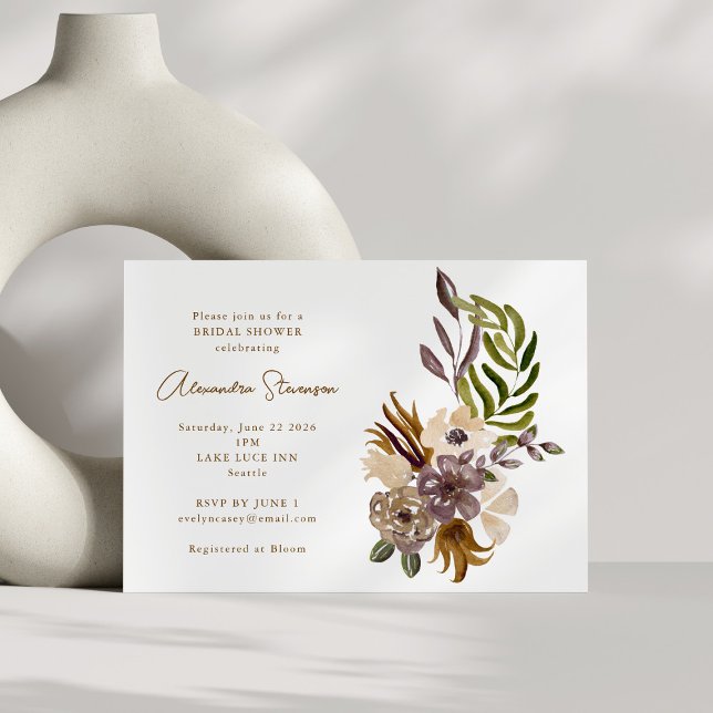 Invitación Boho Rústico Dusty Nature Botanical Bridal Shower (Subido por el creador)