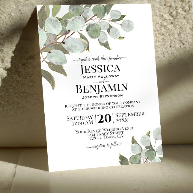 Invitación Boho Rústico Eucalyptus y Verdor Elegante Boda (Subido por el creador)