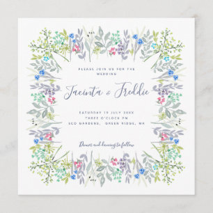 Invitación Boho rústico floral acuarela de flores Boda