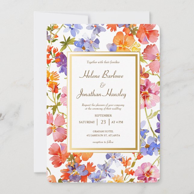 Invitación Boho Rústico Floral Elegante Boda (Anverso)
