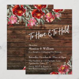 Invitación Boho Rústico Floral Rojo Borgoña Para Tener y Pose