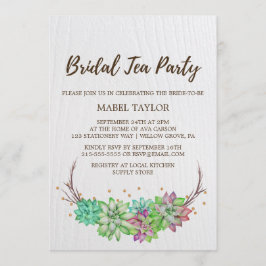 Invitación Boho Rústico Mint Floral Suculento Bridal Tea Fies