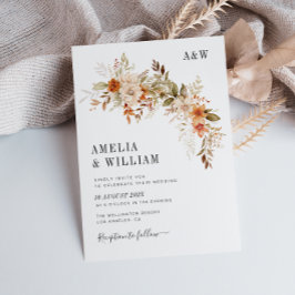 Invitación boho rústico otoño otoño otoño florals boda Invita