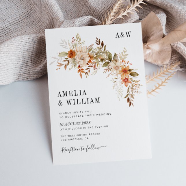Invitación boho rústico otoño otoño otoño florals boda Invita (Subido por el creador)