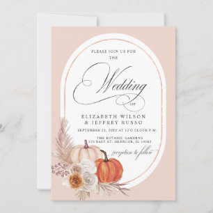 Invitación Boho rústico Terracotta Pampas Bompkin Fall Weddin