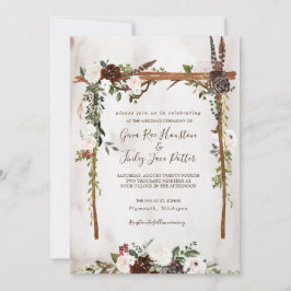 Invitación Boho Rústico Wood & Floral Arch Canopy Boda