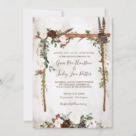 Invitación Boho Rústico Wood & Floral Arch Canopy Boda