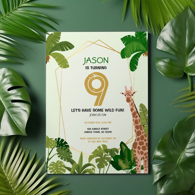Invitación Boho Safari Animal Giraffe Cumpleaños Geométrico (Subido por el creador)