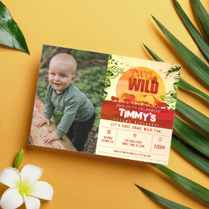 Invitación Boho Safari Animales Dos Fotos Salvajes Segundo Cu