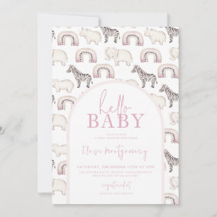 Invitación Boho Safari Animals Arch Pastel Baby Shower