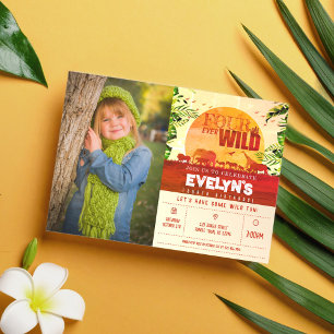 Invitación Boho Safari Animals Cuatro Años De Fotos Salvajes