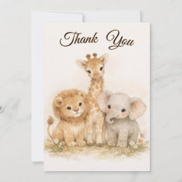 Invitación Boho Safari Animals Lion Giraffe Elephant Neutral