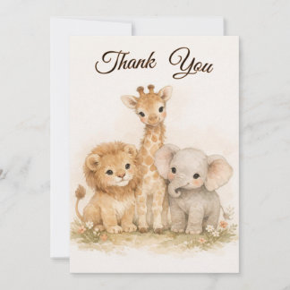 Invitación Boho Safari Animals Lion Giraffe Elephant Neutral