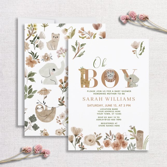 Invitación Boho Safari Animals Sweet Baby Boy Baby Shower (Subido por el creador)