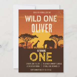 Invitación Boho Safari Atardecer Cumpleaños Salvaje Uno