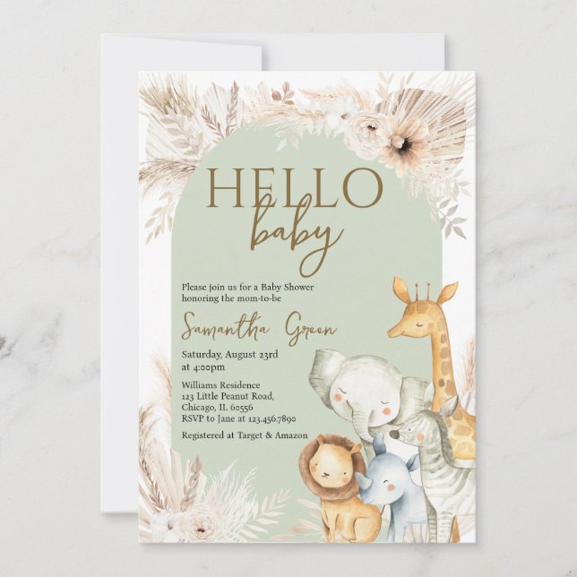 Invitación Boho Safari Hello Baby Baby Shower (Anverso)