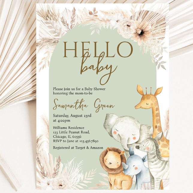 Invitación Boho Safari Hola Bebé Baby Shower (Subido por el creador)