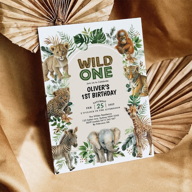 Invitación Boho Safari Jungle Animals Wild One 1er cumpleaños (Subido por el creador)