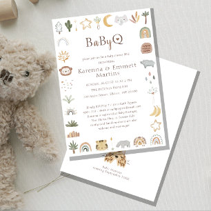 Invitación Boho Safari Watercolor Baby-Q BBQ Baby Shower