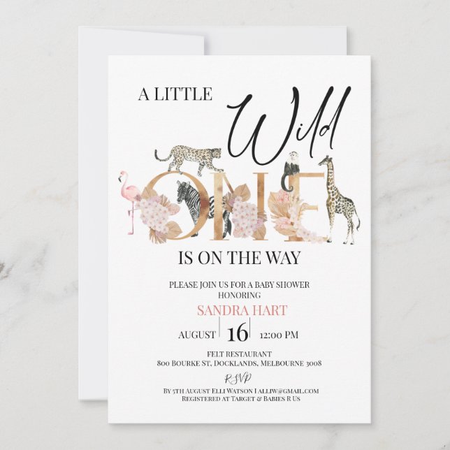 Invitación Boho Safari Wild One Baby Baby Shower (Anverso)