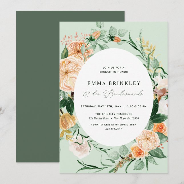 Invitación Boho Sage Bridesmaids Luncheon Brunch (Anverso / Reverso)