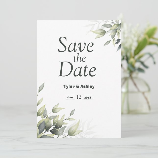 Invitación Boho Sage Floral Elegante Boda (Anverso de pie)