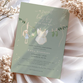 Invitación Boho Sage Green Baby Shower