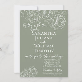 Invitación Boho Sage Green Botanical Floral Moderno Boda