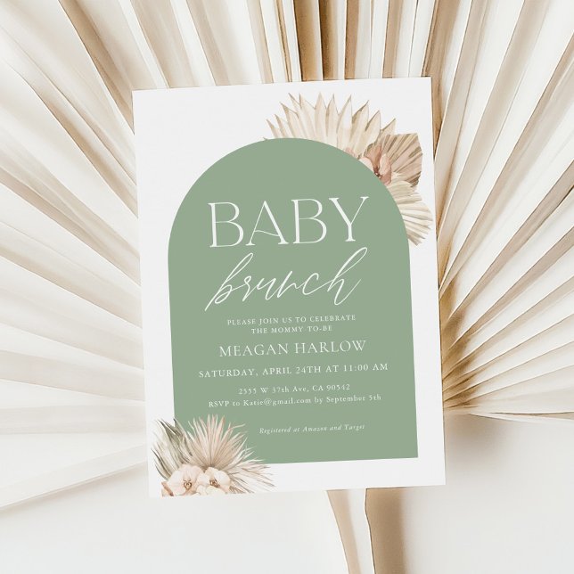 Invitación Boho Sage Green Gender Neutral Baby Brunch (Subido por el creador)
