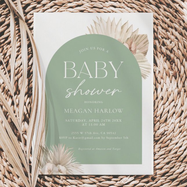 Invitación Boho Sage Green Gender Neutral Baby Shower (Subido por el creador)
