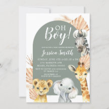Boho Sage Green Safari Oh Boy Baby Shower