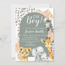 Boho Sage Green Safari Oh Boy Baby Shower